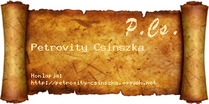 Petrovity Csinszka névjegykártya